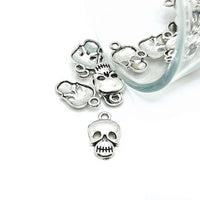 4, 20 or 50 Pieces: Small Antique Silver Skull Charms