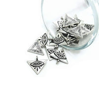 1, 4, 20 or 50 Pieces: Silver Triangle Evil Eye Charms