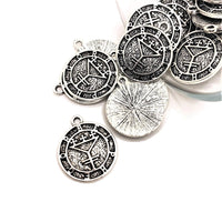 1, 4, 20 or 50 Pieces: Antiqued Silver Belphegor Demon Sigil Pendant Charm