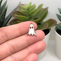 1, 4, 20 or 50 Pieces: Cute Silver Ghost Charms