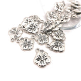 4, 20 or 50 Pieces: Silver Hibiscus Hawaiian Flower Charms - Double Sided