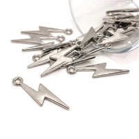 4, 20 or 50 Pieces: Antique Silver Lightning Bolt Wizard Charms