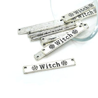 4 or 20 Pieces: Silver Witch Wiccan Bar Connector Charms