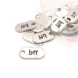 4, 20 or 50 Pieces: Silver BFF Best Friends Tag Charms