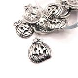 4, 20 or 50 Pieces: Silver Jack O Lantern Pumpkin Halloween Charms