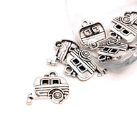 4, 20 or 50 Pieces: Silver Camping Trailer Charms