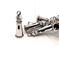 4, 20 or 50 Pieces: Silver Lighthouse 3D Nautical Charms
