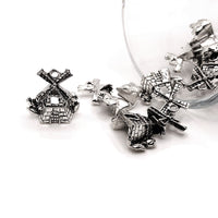 4, 20 or 50 Pieces: Antique Silver 3D Windmill Charms
