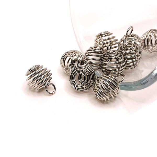 4, 20 or 50 Pieces: 8 mm Antique Rhodium Silver Spiral Lantern Bead Cages