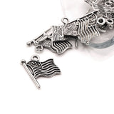 4, 20 or 50 Pieces: Silver American Flag USA Charms