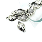 4, 20 or 50 Pieces: Silver Alien Face UFO Charms