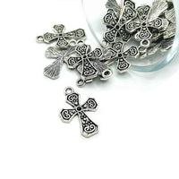 4, 20 or 50 Pieces: Antiqued Silver Cross Pendant Charms