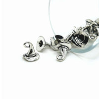 4, 20 or 50 Pieces: Silver Witch Hat 3D Charms