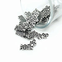 4, 20 or 50 Pieces: Silver Dog Person Pet Charms