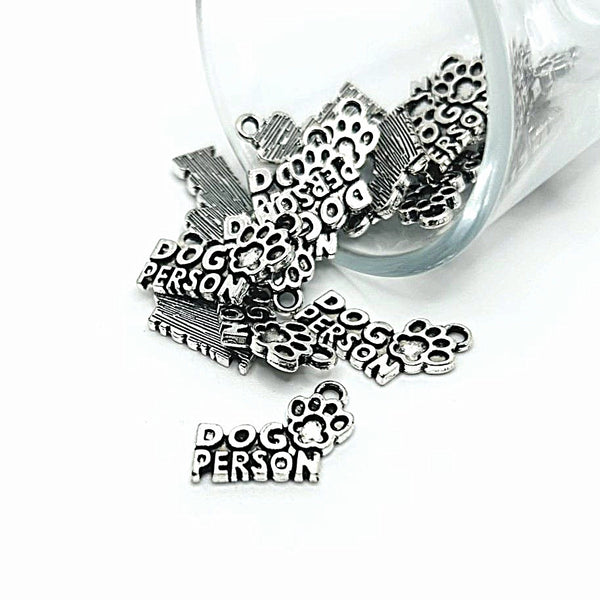 4, 20 or 50 Pieces: Silver Dog Person Pet Charms