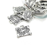 4, 20 or 50 Pieces: Silver Suitcase Charms, Double Sided