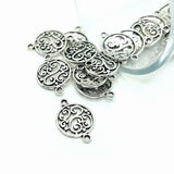4, 20 or 50 Pieces: Silver Filigree Scroll Connector Charms
