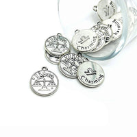 1, 4 or 20 Pieces: Silver Libra Zodiac/Astrology Coin Charms, Double Sided