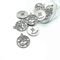 1, 4 or 20 Pieces: Silver Pisces Zodiac/Astrology Coin Charms, Double Sided