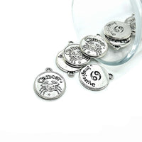 1, 4 or 20 Pieces: Silver Cancer Zodiac/Astrology Coin Charms, Double Sided