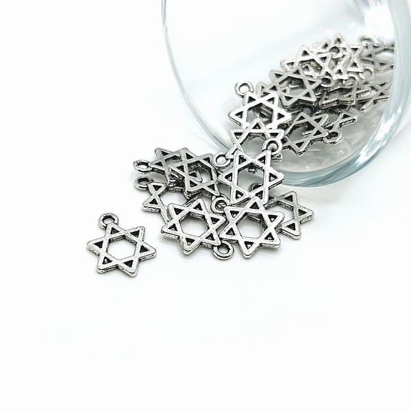 4, 20 or 50 Pieces: Silver Star of David Charms