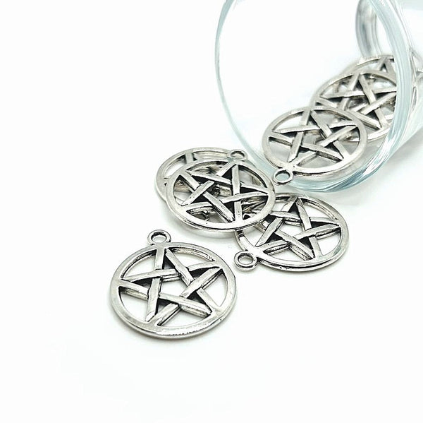 4, 20 or 50 Pieces: Large Wiccan Pentacle Charms