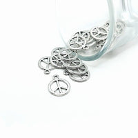 4, 20 or 50 Pieces: Silver Peace Hippie Charms