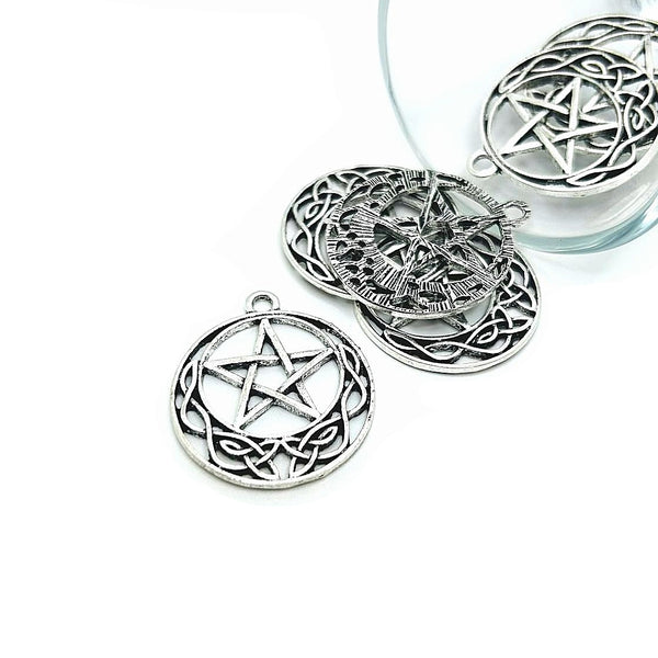 4, 20 or 50 Pieces: Silver Celtic Knot Pentacle Charms