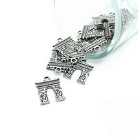 4, 20 or 50 Pieces: Antiqued Silver Arch of Triump, Arc de Triomphe Charms - Double Sided