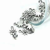 4, 20 or 50 Pieces: Small Silver Flower Charms