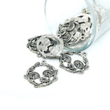 4, 20 or 50 Pieces: Silver Round Mushroom Charms