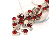 4, 20 or 50 Pieces: Small Bright Red July Birthstone Rhinestone Charms