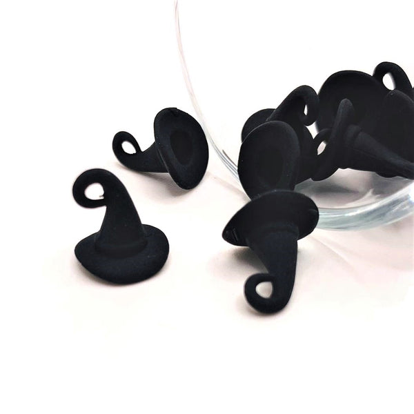 1, 4, 20 or 50 Pieces: Black Witch Hat 3D Charms