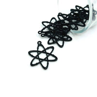 4, 20 or 50 Pieces: Black Atom Science Charms, Double Sided