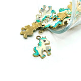 4 or 12 Pieces: Blue and White Enamel Unicorn Charms