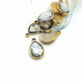 4, 20 or 50 Pieces: Diamond and Gold Acrylic Teardrop Charms