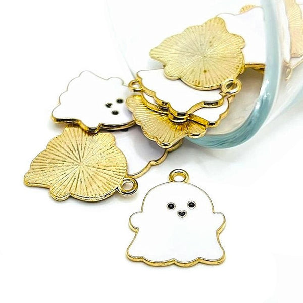 4, 20 or 50 Pieces: White Enamel Ghost Charms
