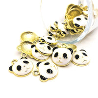 4, 20 or 50 Pieces: Black and White Panda Face Charms