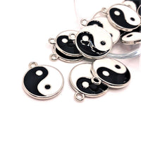 4, 20 or 50 Pieces: Enamel Yin Yang Charms - Double Sided