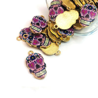 4, 20 or 50 Pieces: Enamel Sugar Skull Dia De Los Muertos Day or the Dead Charms