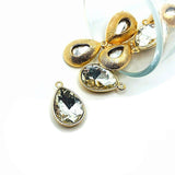 4, 12, or 25 Pieces: Gold and Diamond Rhinestone Teardrop Charms