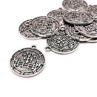 1, 4, 20 or 50 Pieces: Antiqued Silver Barbatos Demon Sigil Pendant Charm