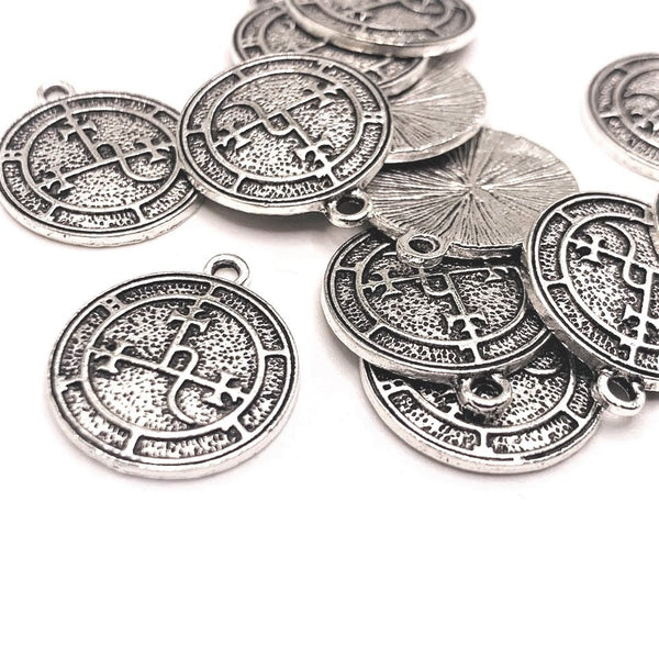 1, 4, 20 or 50 Pieces: Antiqued Silver Lilith Demon Sigil Pendant Charm