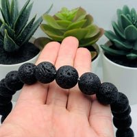 12 mm Black Lava Stone Diffuser Beads