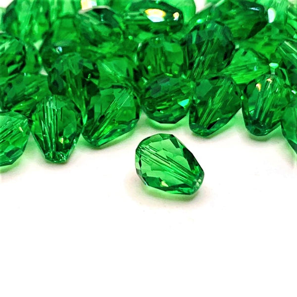 4, 20 or 50 Pieces: 6x8mm Teardrop Emerald Green Imitation Crystal May Birthstone Beads