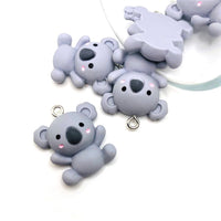 1, 4 or 20 Pieces: Polymer Clay Gray Koala Bear Charm Pendants