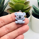 1, 4 or 20 Pieces: Polymer Clay Gray Koala Bear Charm Pendants