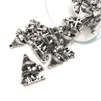 1, 4, 20 or 50 Pieces: Silver Mushroom Pendant Charm with Butterfly