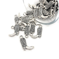 1, 4, 20 or 50 Pieces: Silver Cowboy Boot Charms: Double Sided