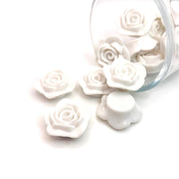 4, 20 or 50 Pieces: White Chunky Rose Flower Beads